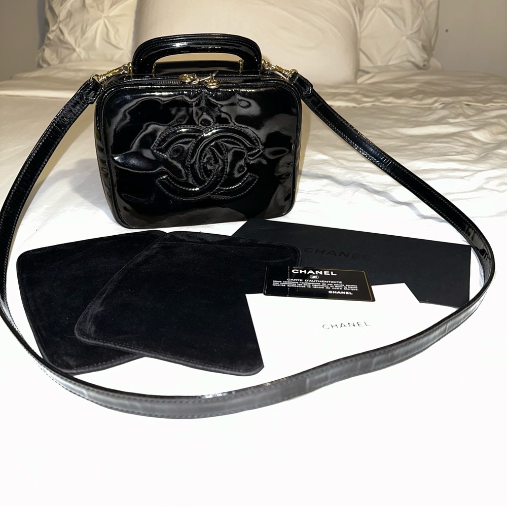 ♥️ CHANEL Timeless Vanity Makeup Jewelry Travel Case Crossbody Shoulder Bag